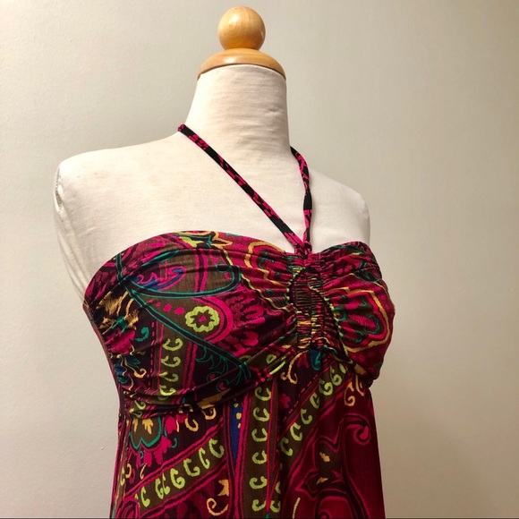 Forever 21 Halter Maxi Dress Boho Print SP - Picture 2 of 8